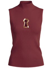 MAISON VERROU Yazmin Keyhole Knit Tank in Wine