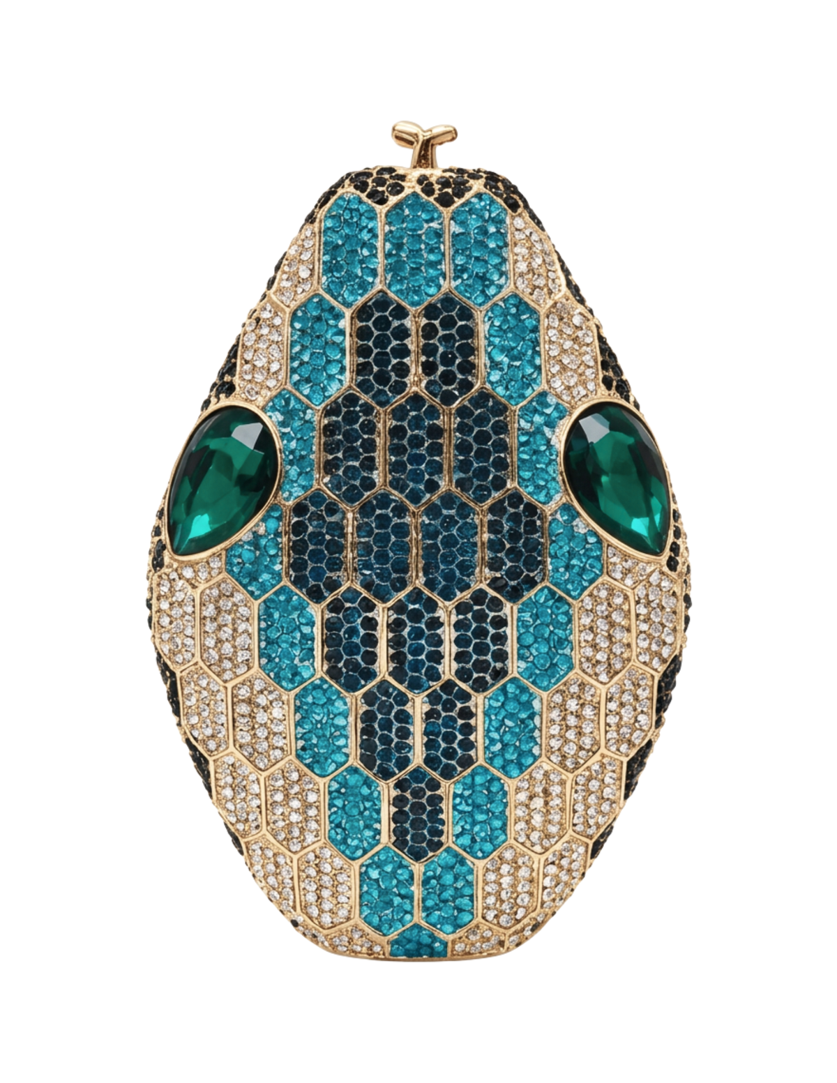 Austin Blaze Khaleesi Embellished Snake Clutch in Blue & Gold