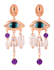 Maison Verrou Cory Statement Earrings in Purple and Rose Gold