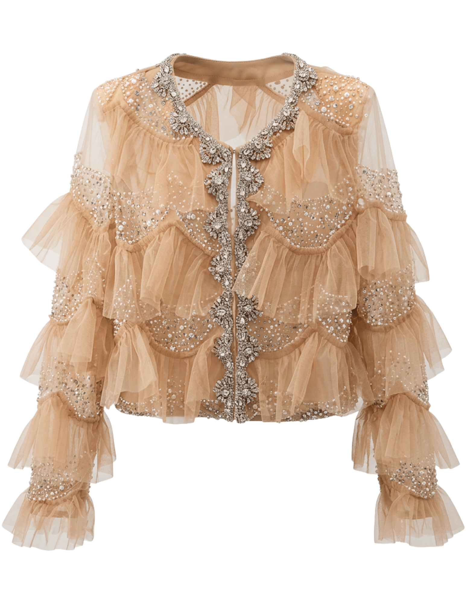 Fleur de Camélia Kennedy Embellished Tulle Jacket Nude | Steven Dann