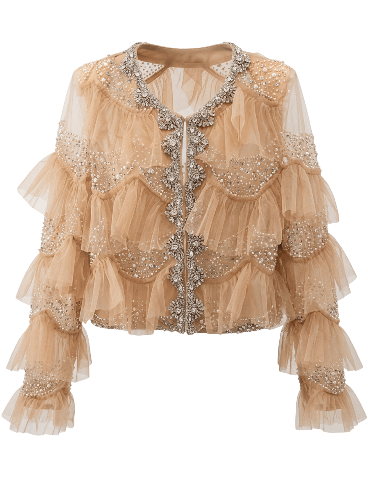 Fleur de Camélia Kennedy Embellished Tulle Jacket Nude | Steven Dann