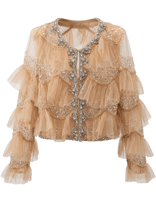 Fleur de Camélia Kennedy Embellished Tulle Jacket Nude | Steven Dann