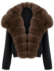 PRE-ORDER-Steven Dann Bonnie Fox Collar Cardigan in Black & Sable