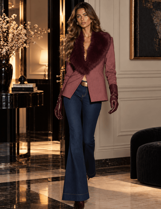 L'Agence - PRE-ORDER-L'AGENCE Sheila Fur Collar Blazer - Buy Online