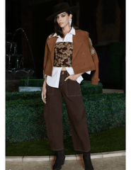 PRE-ORDER-L’AGENCE Xoey Crystal Cropped Trench Coat in Walnut