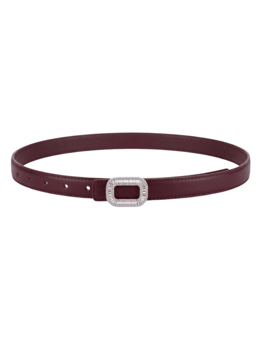 Fleur de Camélia Stella Leather Embellished Belt in Black