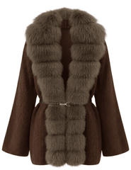 Steven Dann Georgia Fox Collar Belted Cardigan in Dark Coffee