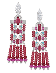 PRE-ORDER-Fleur de Camélia Angie Statement Tassel Earrings in Fuchsia