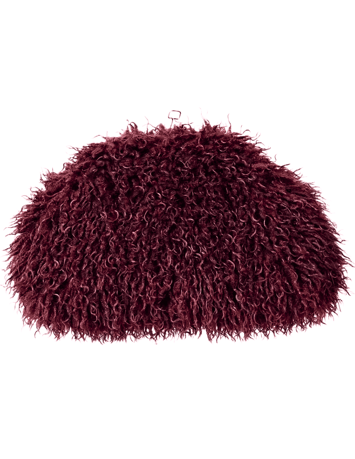 Fleur de Camélia Sydney Oversized Fuzzy Pouch Clutch in Burgundy