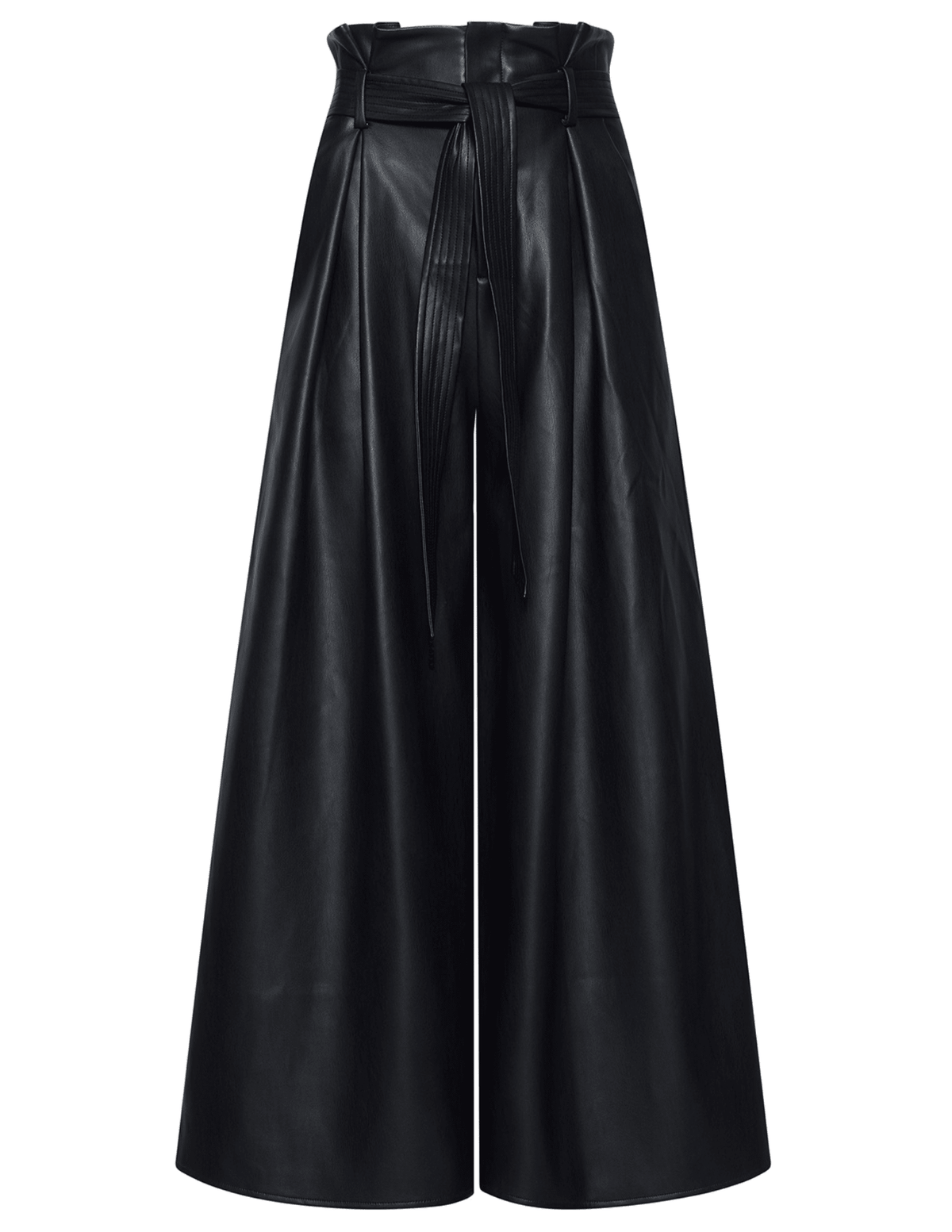 PRE-ORDER-L'AGENCE Lowen Paperbag Cropped Vegan Leather Pant in Black