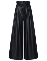 PRE-ORDER-L'AGENCE Lowen Paperbag Cropped Vegan Leather Pant in Black