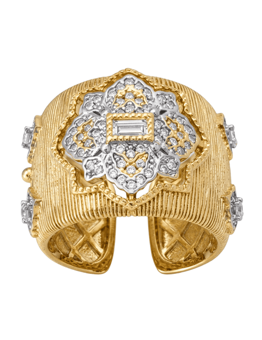 Fleur de Camélia Esmé Two-Tone Textured Ring in Gold