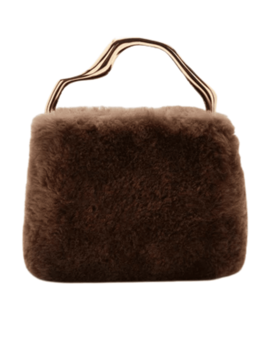 PRE-ORDER-Cult Gaia Solene Shearling Mini Top Handle in Luwak