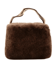 PRE-ORDER-Cult Gaia Solene Shearling Mini Top Handle in Luwak