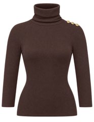 L'AGENCE Aja Three Quarter Sleeve Turtleneck in Dark Java