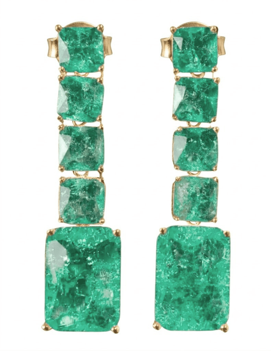 Fleur de Camélia Gemma Dangle Earrings in Green