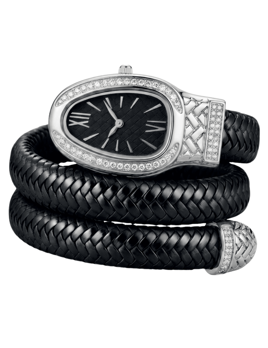 PRE-ORDER-St. Barths La Robe Lucille Serpent Wrap Watch in Black & Silver