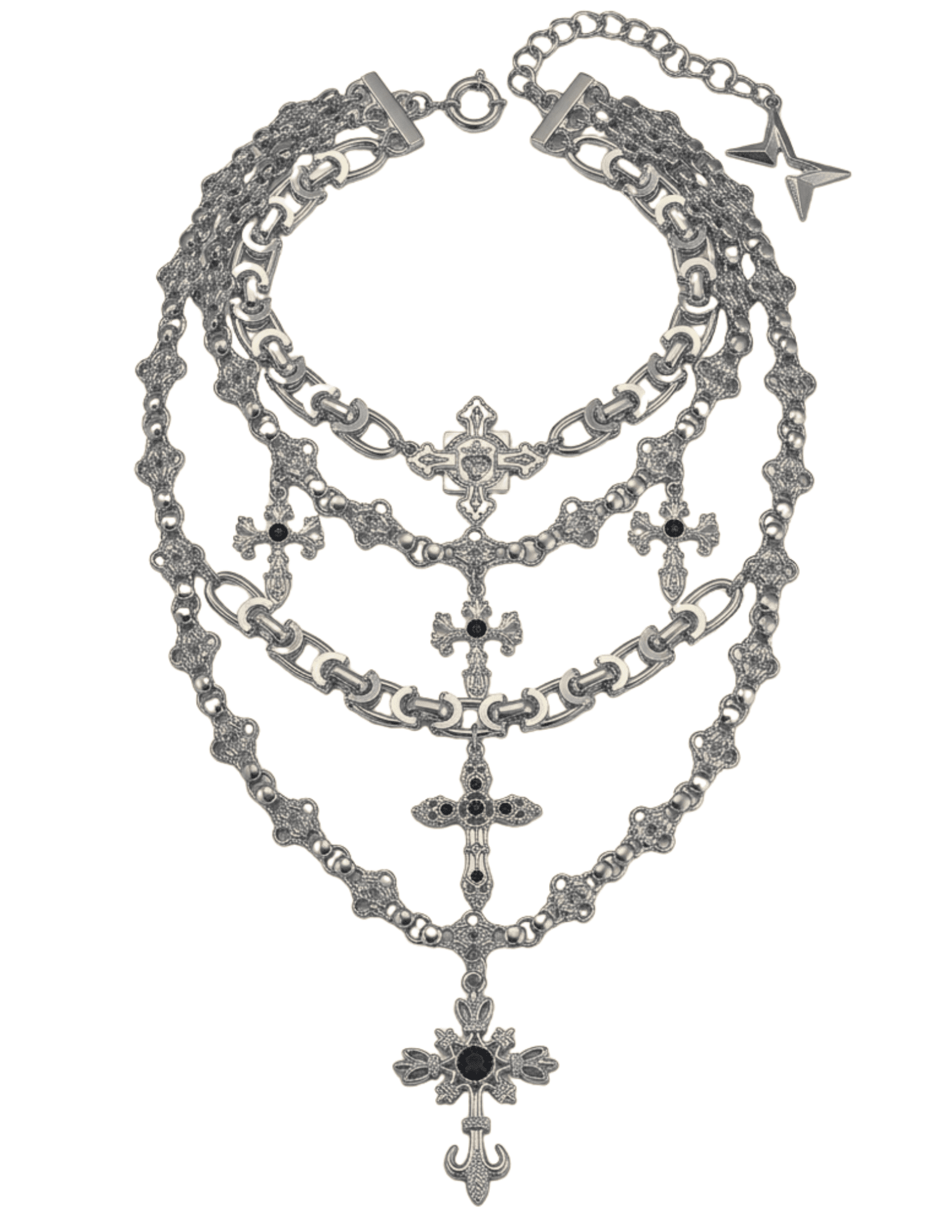 Fleur de Camélia - PRE-ORDER-Fleur de Camélia Esther Layered Necklace in Silver & Balck - Buy Online