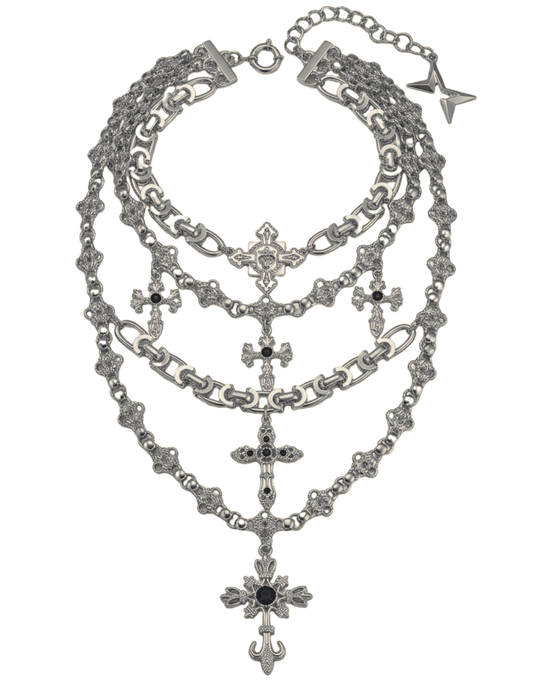 Fleur de Camélia - PRE-ORDER-Fleur de Camélia Esther Layered Necklace in Silver & Balck - Buy Online