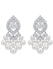 Fleur de Camélia Luciana Statement Earrings in Silver & Pearl