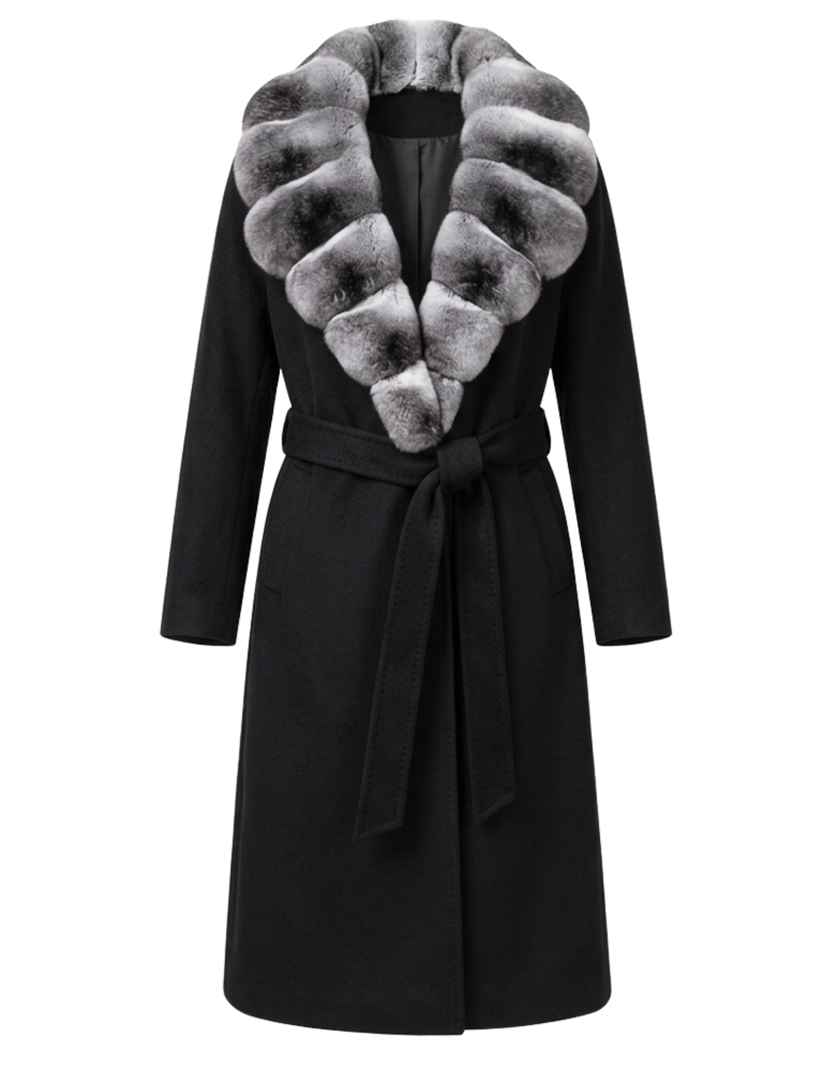 PRE-ORDER-Steven Dann Gracie Rex Collar Wool Coat in Black & Silver