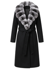 PRE-ORDER-Steven Dann Gracie Rex Collar Wool Coat in Black & Silver