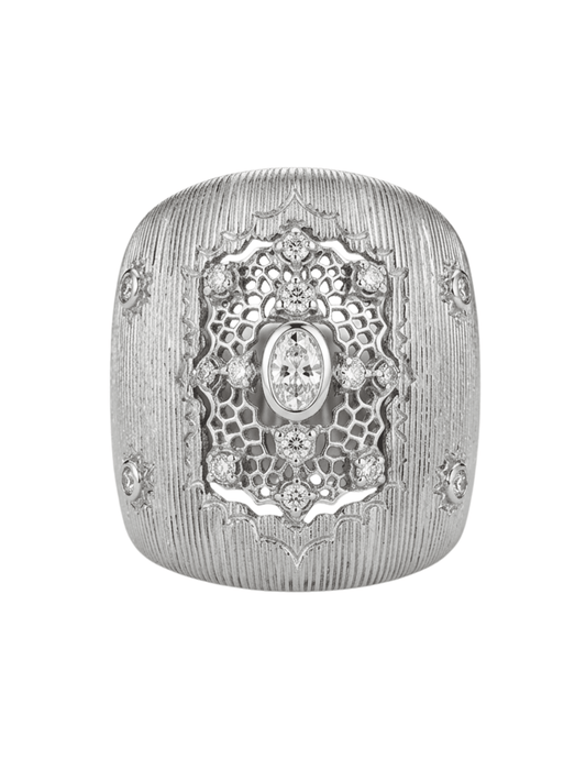 PRE-ORDER-Fleur de Camélia Acacia Textured Ring in Silver