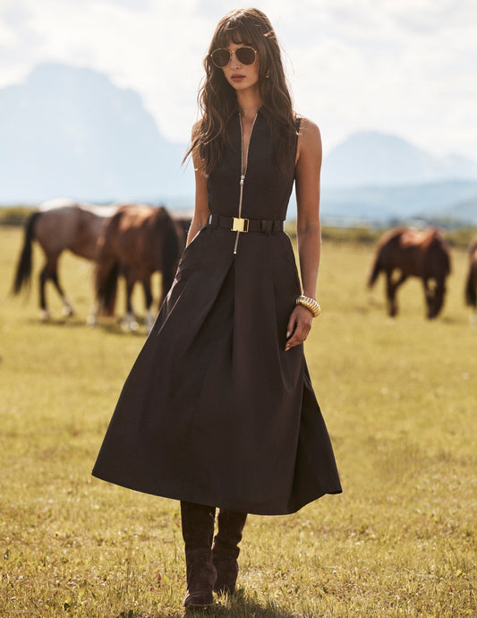 PRE-ORDER-L'AGENCE Kolton Midi Dress in Dark Java
