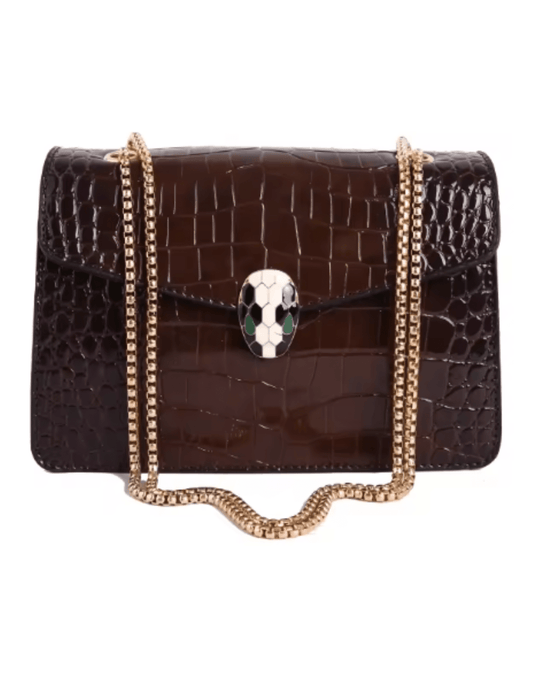 PRE-ORDER-Austin Blaze Etta Serpent Shoulder Bag in Chocolate