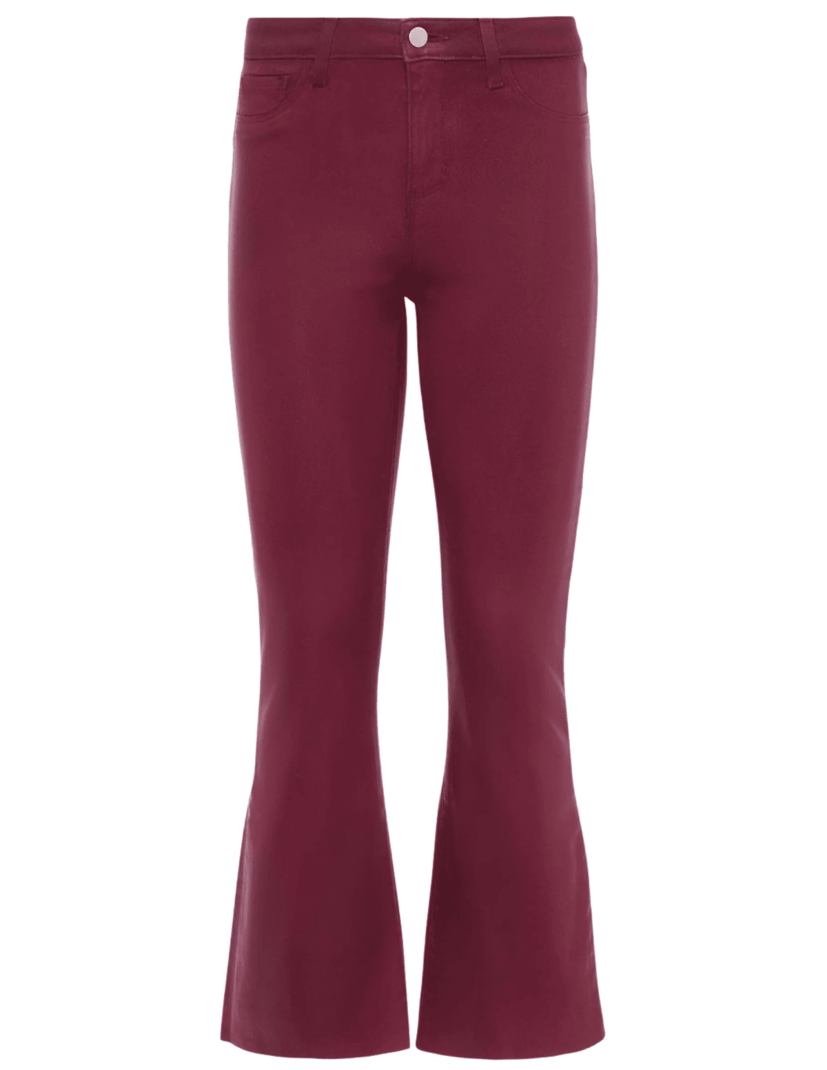 L’AGENCE Kendra High Rise Cropped Coated Jeans in Dark Port – Maroon Flared Denim Pants 