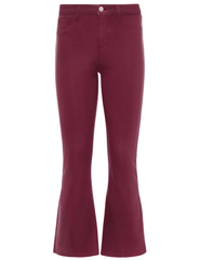 L’AGENCE Kendra High Rise Cropped Coated Jeans in Dark Port – Maroon Flared Denim Pants 