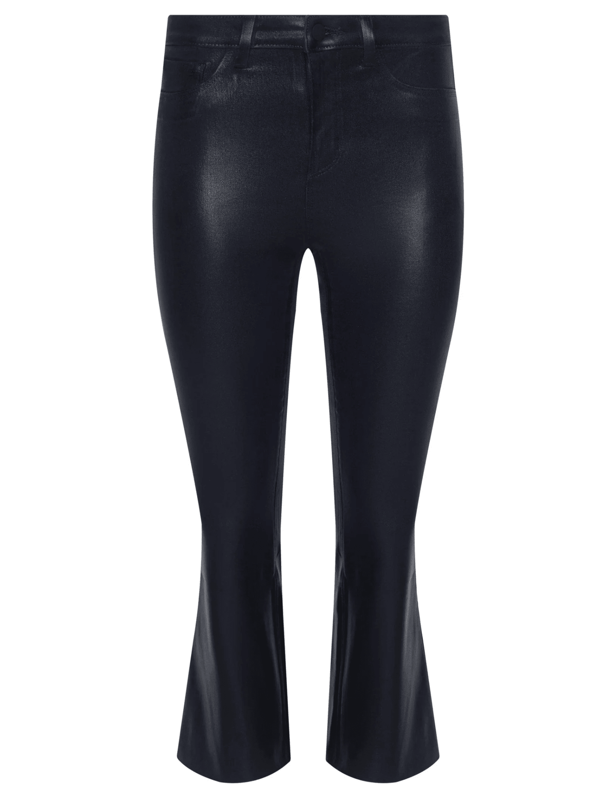 L’AGENCE Kendra High Rise Cropped Coated Jeans in Metro Caoted – Dark Navy Flared Denim Pants 