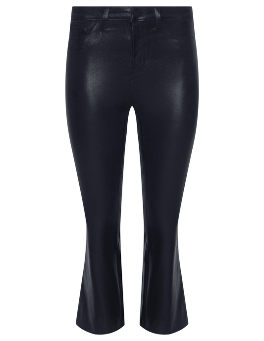 L’AGENCE Kendra High Rise Cropped Coated Jeans in Metro Caoted – Dark Navy Flared Denim Pants 