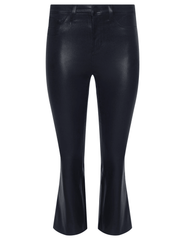 L’AGENCE Kendra High Rise Cropped Coated Jeans in Metro Caoted – Dark Navy Flared Denim Pants 
