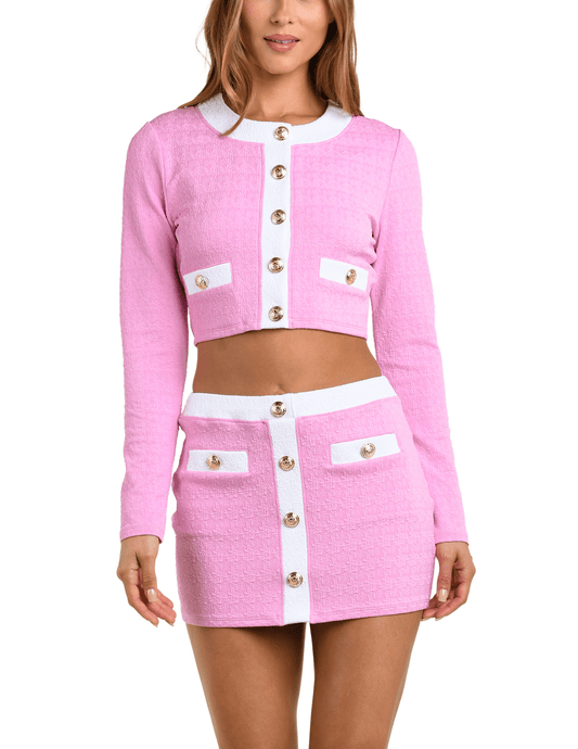 Front view of L'AGENCE Adaline Swim Cardigan in Blush - Buy Online