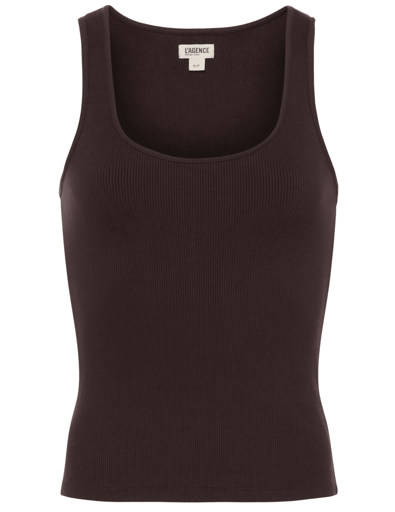 L'AGENCE Adira Scoop Neck Tank in Coffee Bean