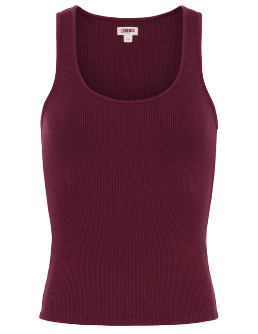 L'AGENCE Adira Scoop Neck Tank in Dark Port