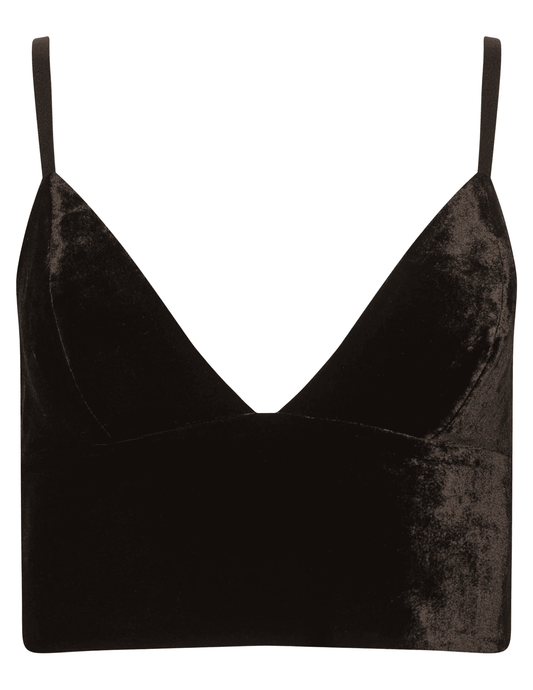 L'AGENCE Aislin Velvet Bralette Top in Dark Java