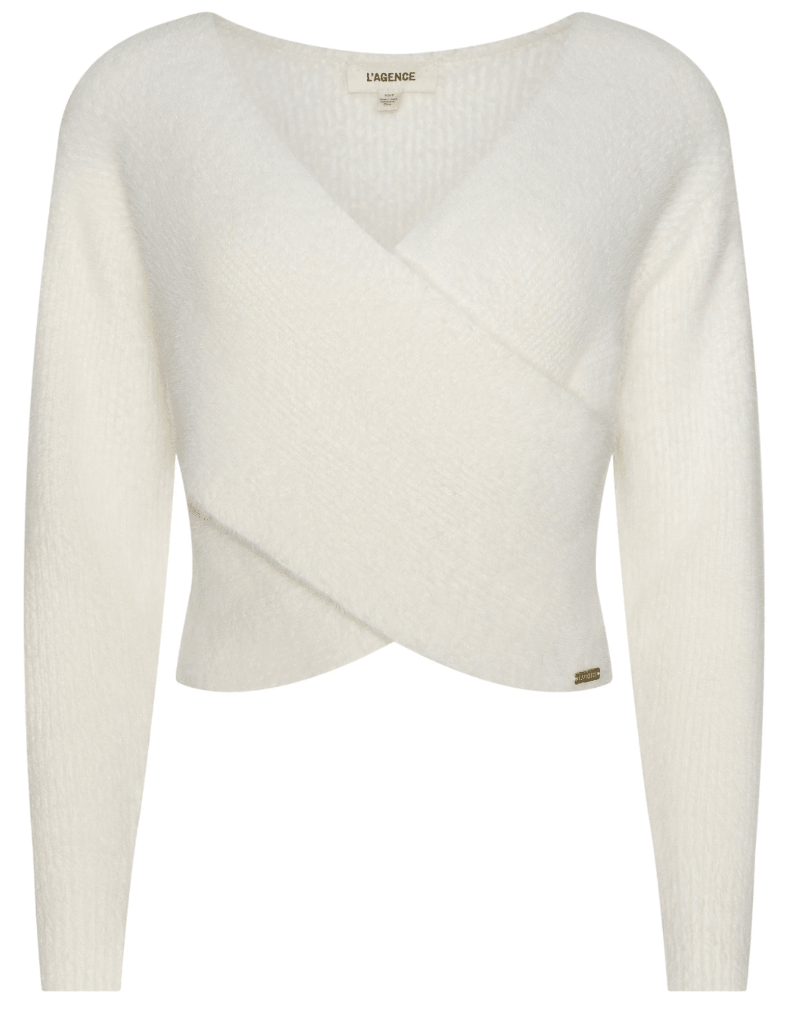 L'AGENCE Antonella Cross Front Sweater in Ivory