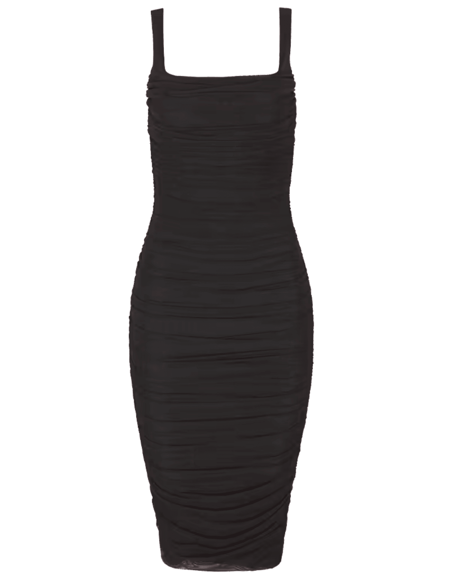 L'AGENCE Anya Shirred Midi Dress in Black