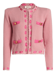 L'AGENCE Astor Contrast Trim Cardigan in Dusty Pink