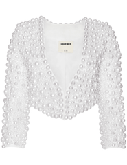 L'AGENCE Belle Pearl Cropped Oversized Jacket in Ivory