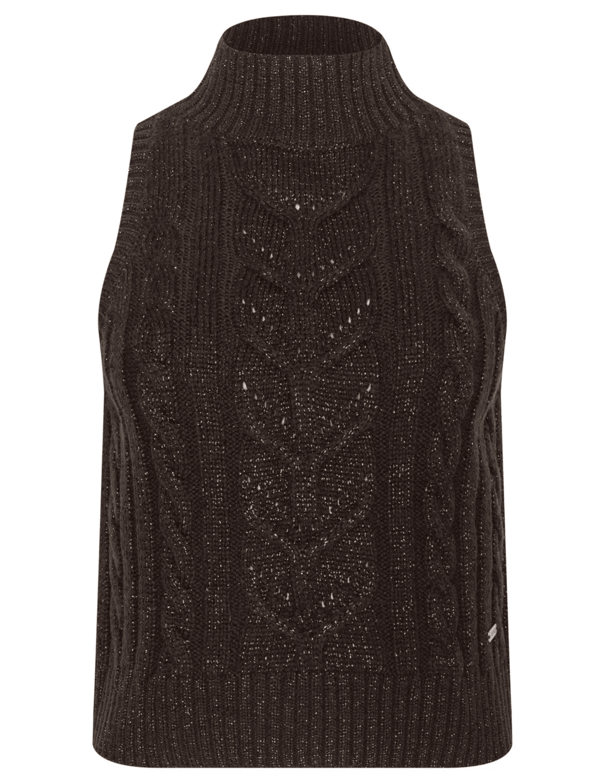 L'AGENCE Bellini Cable Turtleneck Tank in Dark Brown