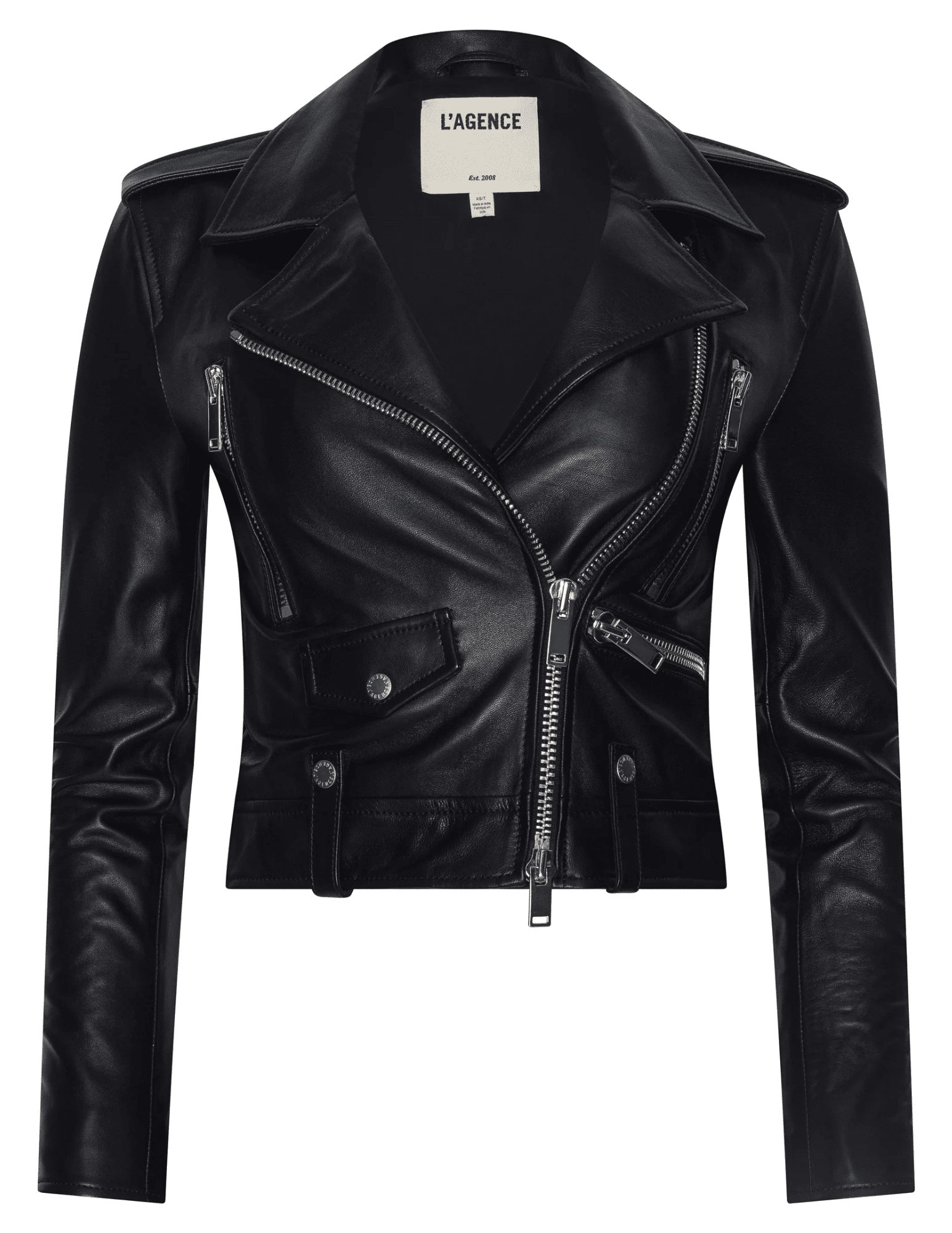 L'AGENCE Blakely Biker Leather Jacket in Black