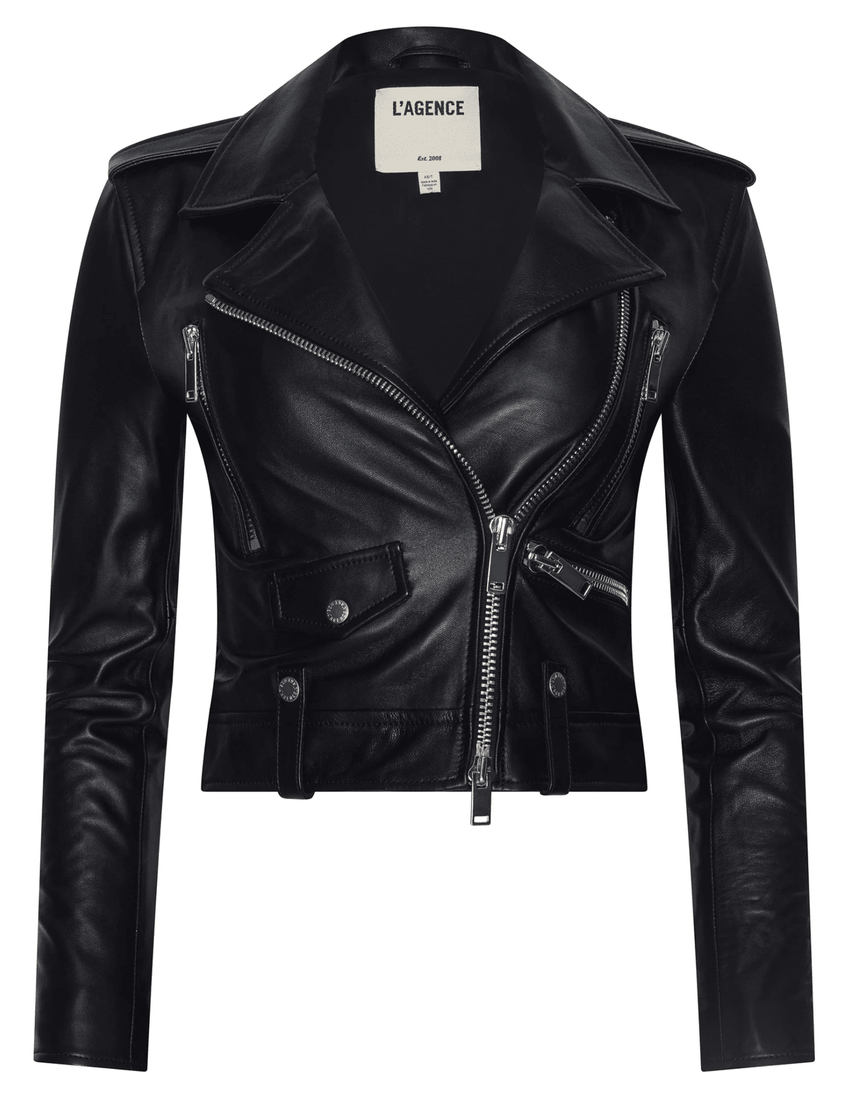 L'AGENCE Blakely Biker Leather Jacket in Black