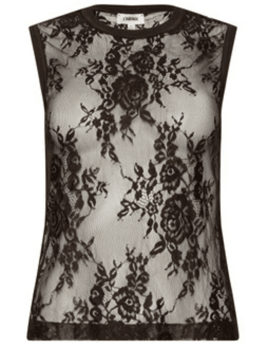 L’AGENCE Brax Floral Lace Tank – Dark Brown