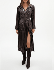 Front view of L'AGENCE Brinley Oversized Trench Coat in Dark Espresso