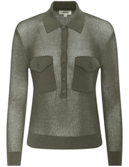 L'AGENCE Carine Pointelle Sweater in Smokey Olive