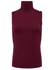 L'AGENCE Ceci Sleeveless Button Turtleneck Tank in Dark Port