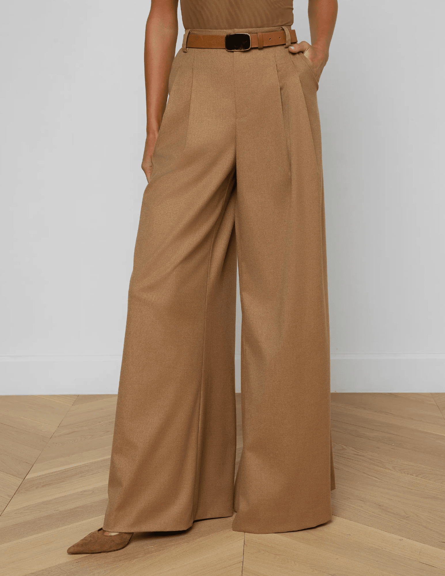 Front of L'AGENCE Chelsy Wide Leg Pant in Dark Macchiato